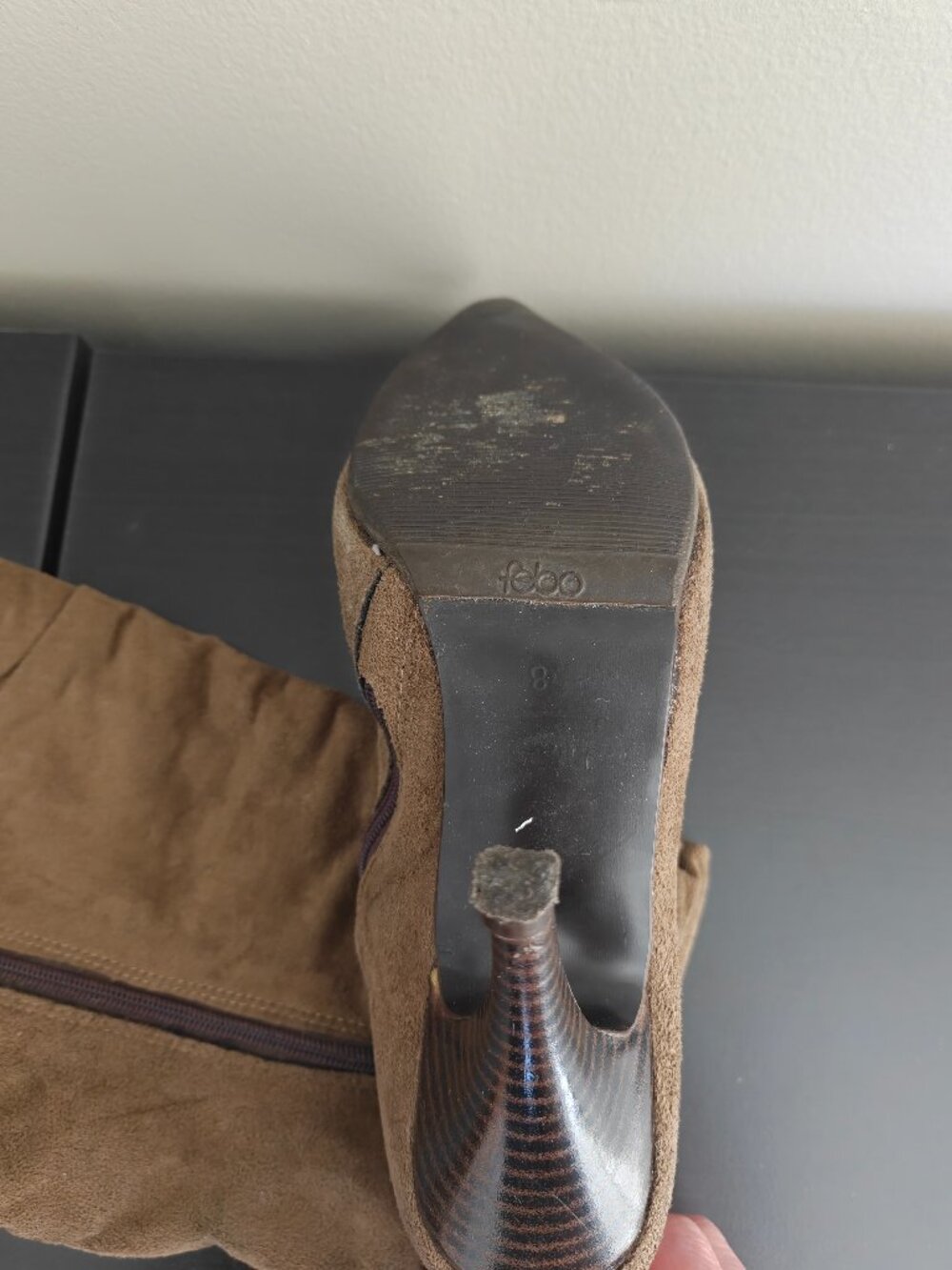 Taupe Suede Boots - Picture 3 of 7